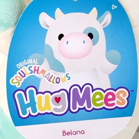 BELANA 🐮 O.G 2021 Blue & Cream Cow HugMee w Fur Belly Original Squishmallow NWT - Picture 3 of 9